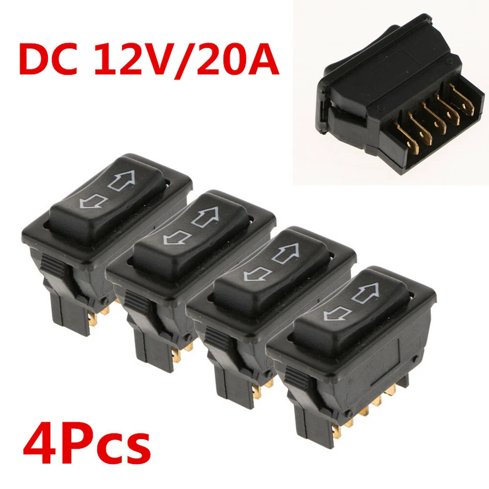 4 piezas/universales para automóvil/5 pines/cerradura de puerta eléctrica/interruptores basculantes de ventana eléctrica DC 12V/20A Foto 2 de 4