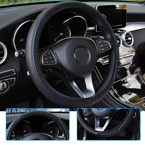1x Leather Auto Car Steering Wheel Cover Good Grip Accessories For 15"/37-38CM - Picture 10 of 22