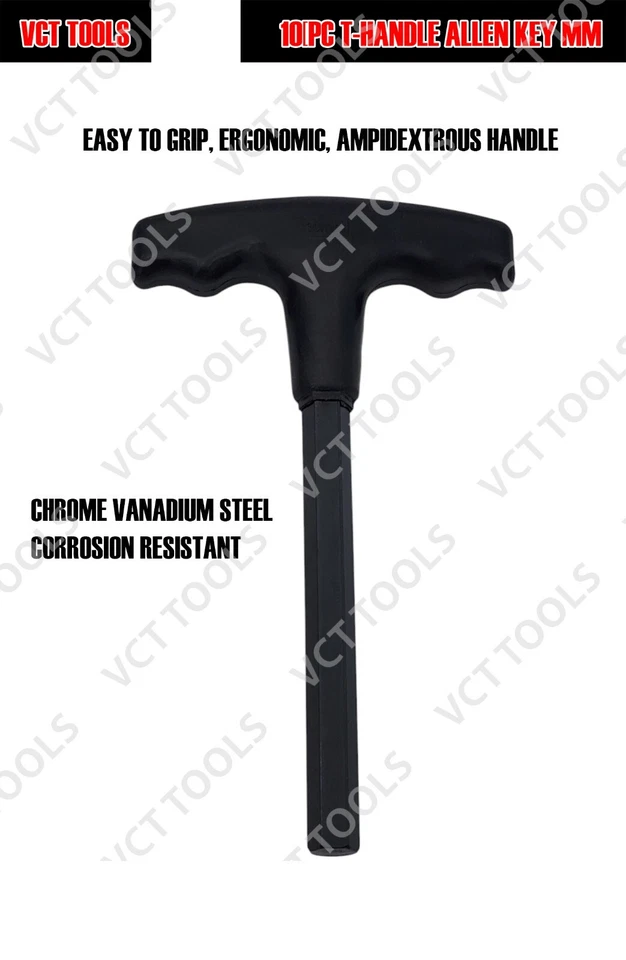 10PC T Handle Allen Wrench Hex Key Set SAE Standard w/Storage Holder 3/32-3/8 - Image 2 of 4