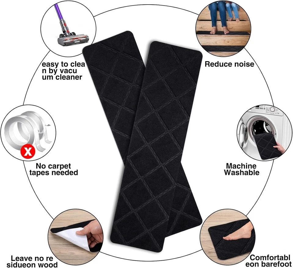 15 Alfombra antideslizante ‎30"x8" perfecta para escalleras de madera NUEVO US - Imagem 3 de 4