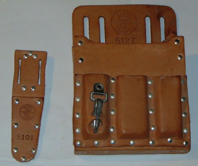 Klein Tools 5127 Leather 6Pocket Tool Pouch with Belt for sale online