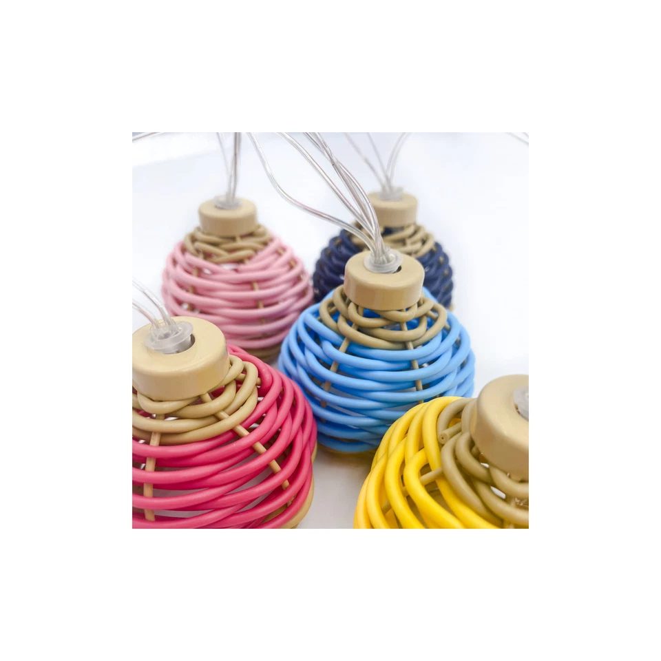 NEW - Packed Party, 6 ' String Lights, 10 Rattan Ball Heads, Multi-Color - Image 4 of 4