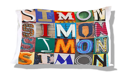 SIMON Personalized Pillowcase featuring photos of actual sign letters