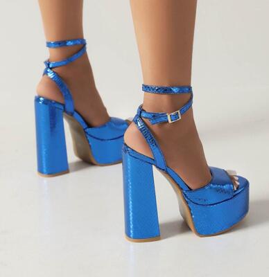 Women's Platform Ankle Strap Peep Toe Sandals High Chunky Heel Summer Shoes  New