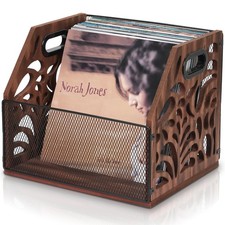 Vinyl Record Storage, Wooden Holder, Magazine Rack for Desktop and Home Office