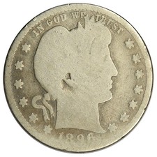 1896-S BARBER QUARTER ~ NICE PROBLEM FREE AG!
