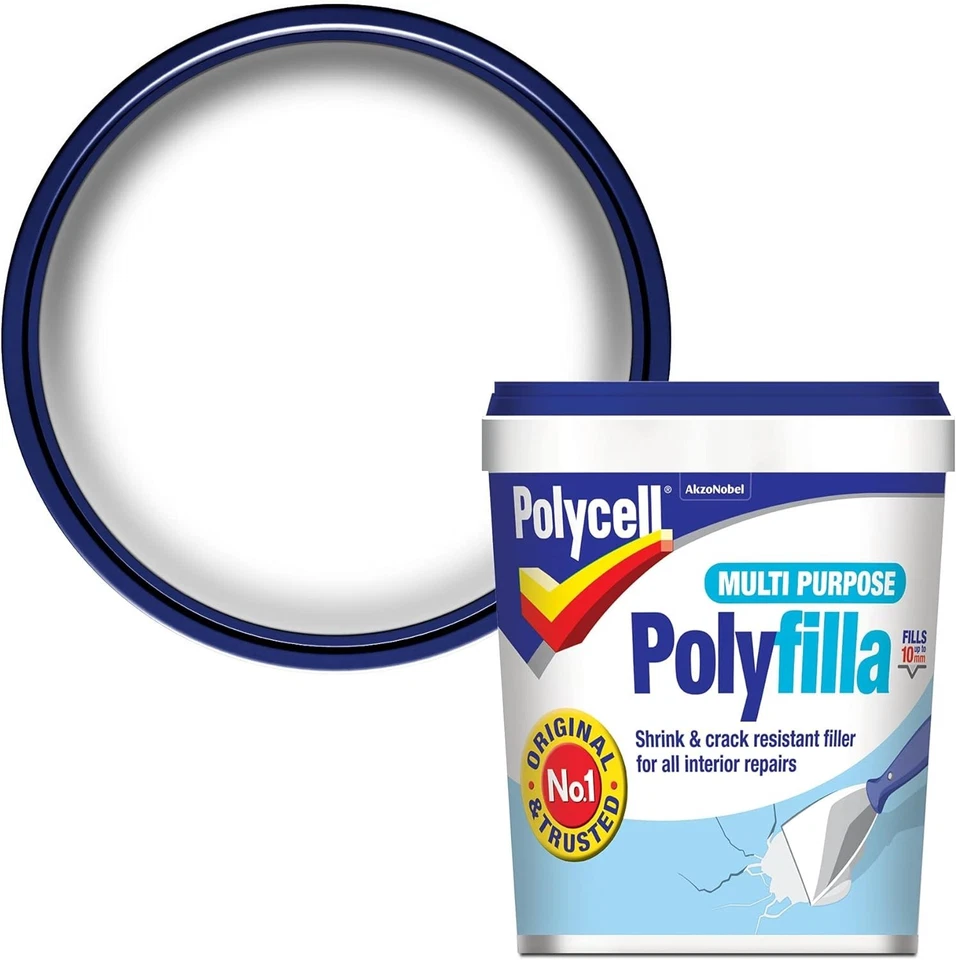 Polycell Polyfilla Multi Purpose Ready Mixed Filler 1kg Tub for Walls Wood - Image 2 of 2
