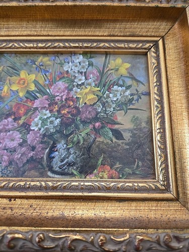 Albert Williams Golden Framed Springs Flowers Art 9 x 7" - Picture 3 of 7