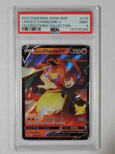 PSA 9 Mint 2021 Pokemon  Lance's Charizard V SWSH133 Celebrations Collection