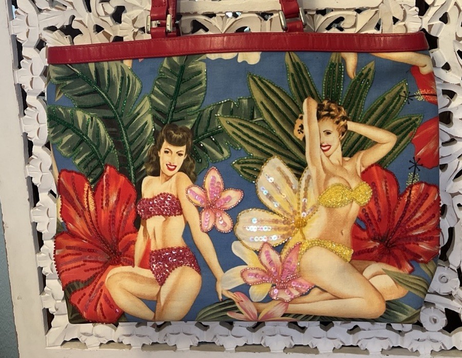 アンティーク バスケットバッグ（貝殻フラワー） Isabella Fiore Rare Bag Beaded Vintage Hawaiian Pin up Girls
