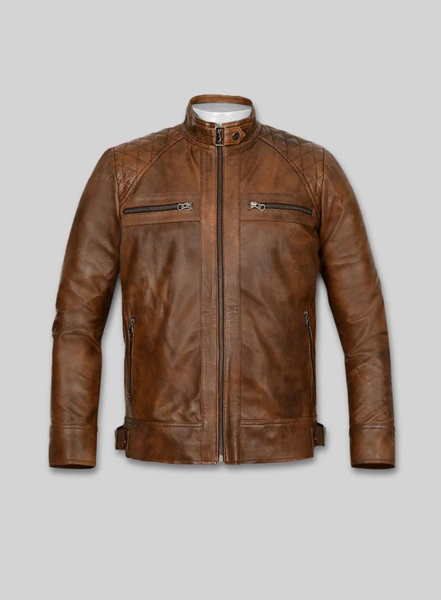 Men's Vintage Distressed Brown Quilted Handmade Moto Biker Leather Jacket NEW #2