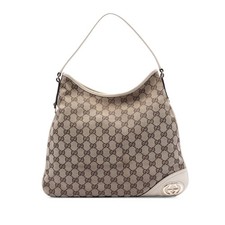 Gucci GG Canvas New Britt Hobo Pre-Loved Bag Beige