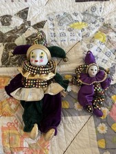 Vintage Jester Harlequin Mardi Gras Clowns Lot Of 2