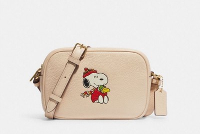 COACH X Peanuts Mini Jamie Camera Bag With Snoopy Cuddle Motif Ivory CF249 NWT