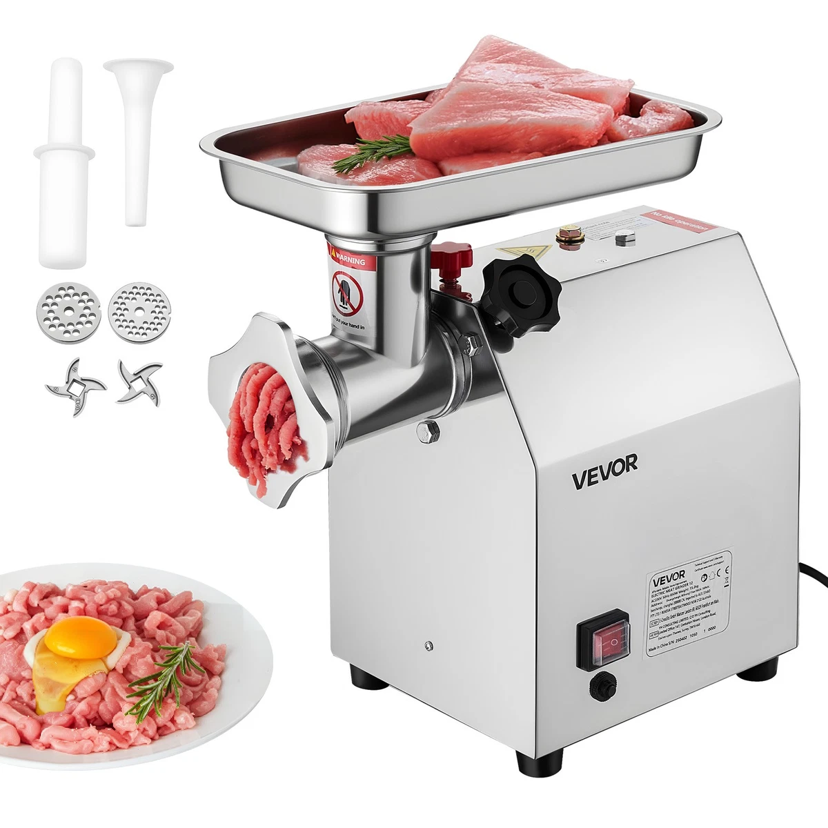 Tritacarne Elettrico 2000W Da 10 Litri - Acciaio Inox, 2 Velocità, Per Carne, Verdure E Frutta