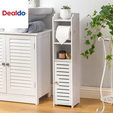 Toilet Paper Holder Stand: Bathroom Storage Cabinet beside Toilet for Small Spac