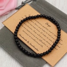 Handmade 4mm Crystal Healing Chakra Gemstone Bead Bracelet & Velvet Pouch.