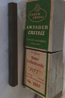 3 x A.W. FABER CASTELL Sepia Zeichenkreide PITT, No.2867, mittel, 4 eckig