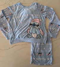 Disney's "Stitch" Pajama Set Top  Pants Girls 10 Elastic Waist Straight Leg