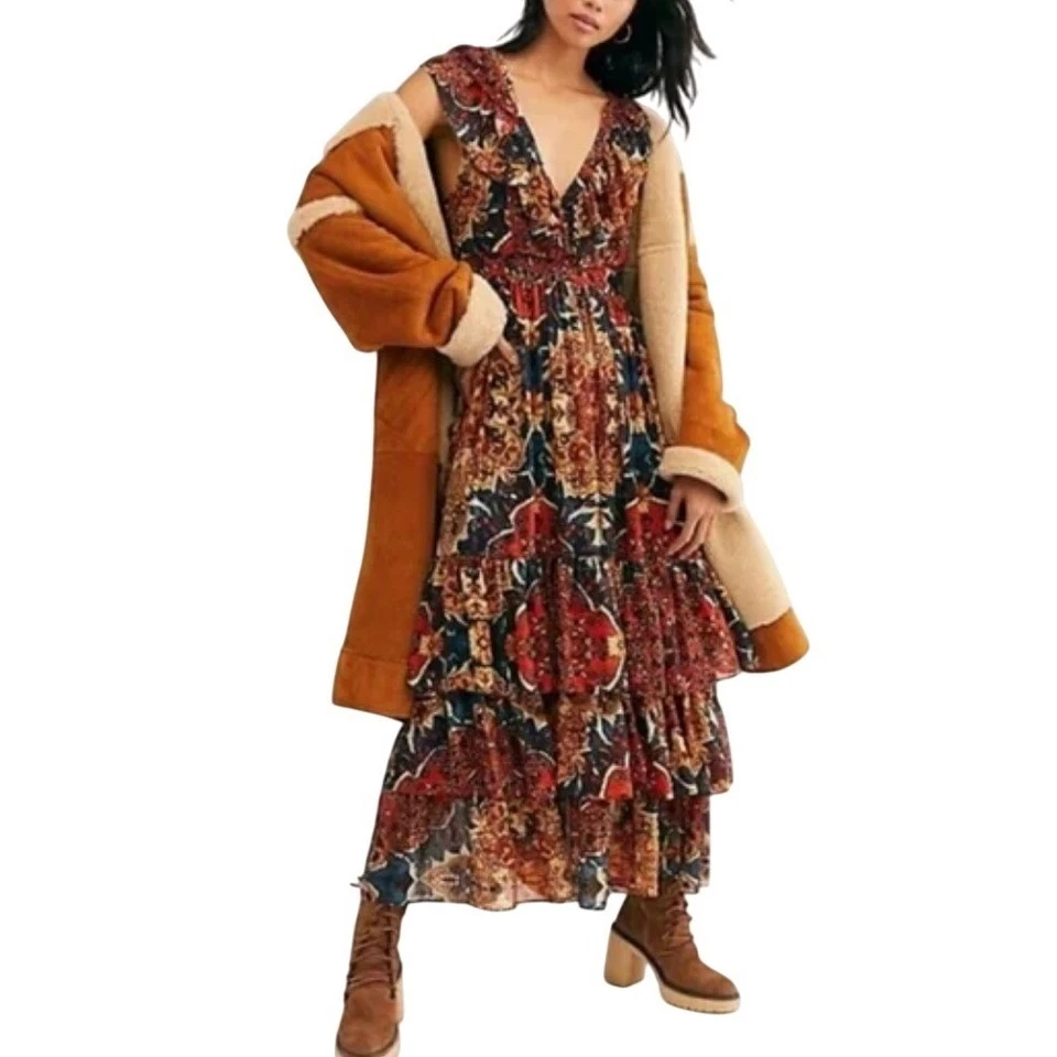 Vestido midi Free People Wear It Out estampado floral en capas, múltiple, 6 Foto 2 de 4