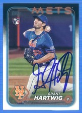 GRANT HARTWIG Signed/Autographed 2024 Topps RC Card #130 New York Mets w/COA b