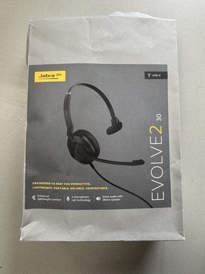 Jabra Evolve2 30 MS 2 Built-in Microphones Wired Headset - Black -NIB F