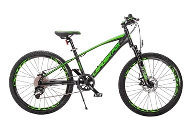 24 Zoll Alu MTB Fahrrad Leader Fox Capitan Boy 8 G. Scheibenbremsen Schwarz Grün - Bild 1 von 4