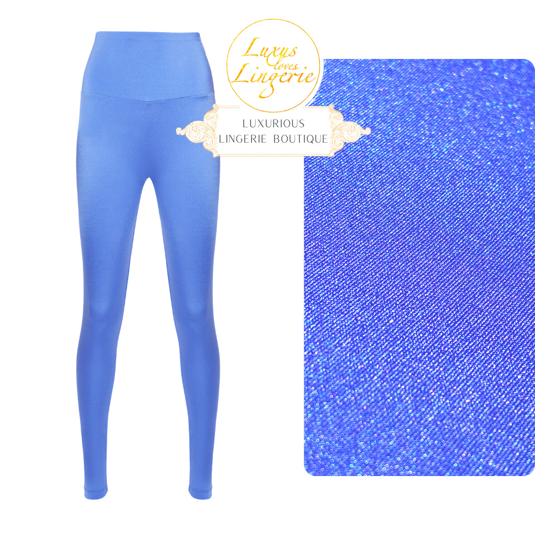 The Workout Leggings by Wolford XS Dazzling Blue High Glossy Elastic Pants