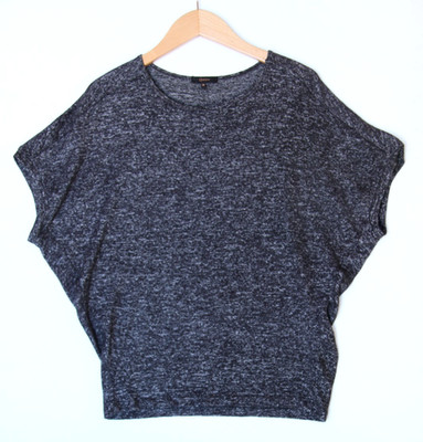 Quince Woman's M Brushed Charcoal Flowy Knit Pullover Slouchy Lounge Top