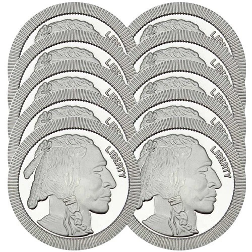 Lot of 10 - 1 Troy oz Buffalo Stackable .999 Fine Round