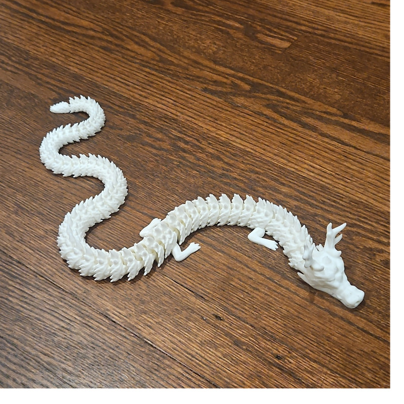 White Articulated Dragon Figure Fantasy Theme 25 Inch Long Collectible