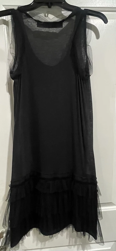 Lanvin Ete 2009 черный SIlk оборки плиссированные черный платье без рукавов размер средний - Изображение 2 из 4