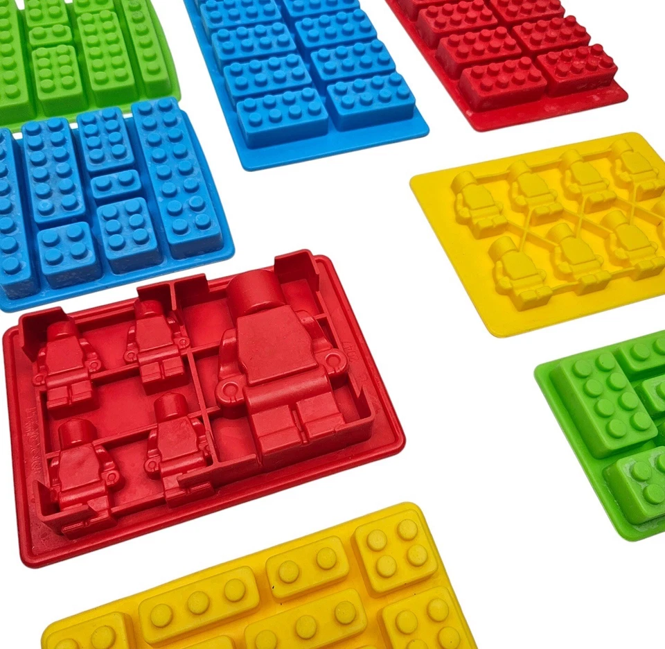 Lot of 8 Lego Brick Mini Fig Silicone Molds Candy Modern Gummy Ice Cube Tray - Image 3 of 4