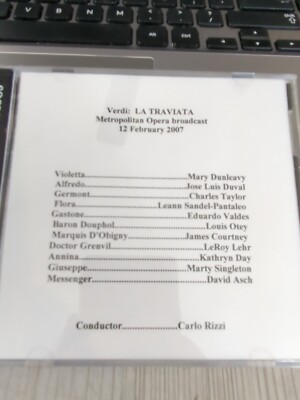 Live Opera Recording CD -1464 Traviata Dunleavy Duval Taylor Pantaleo Valdes