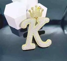 3Ct Round Lab Created Diamond Customize Letter Pendant 14K Yellow Gold Plated