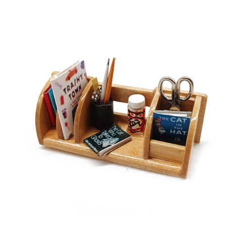 Dollhouse Desk Bookcase Scissor Pen Books Ruler Glue 1:12 Miniature Accessories - Picture 1 of 3