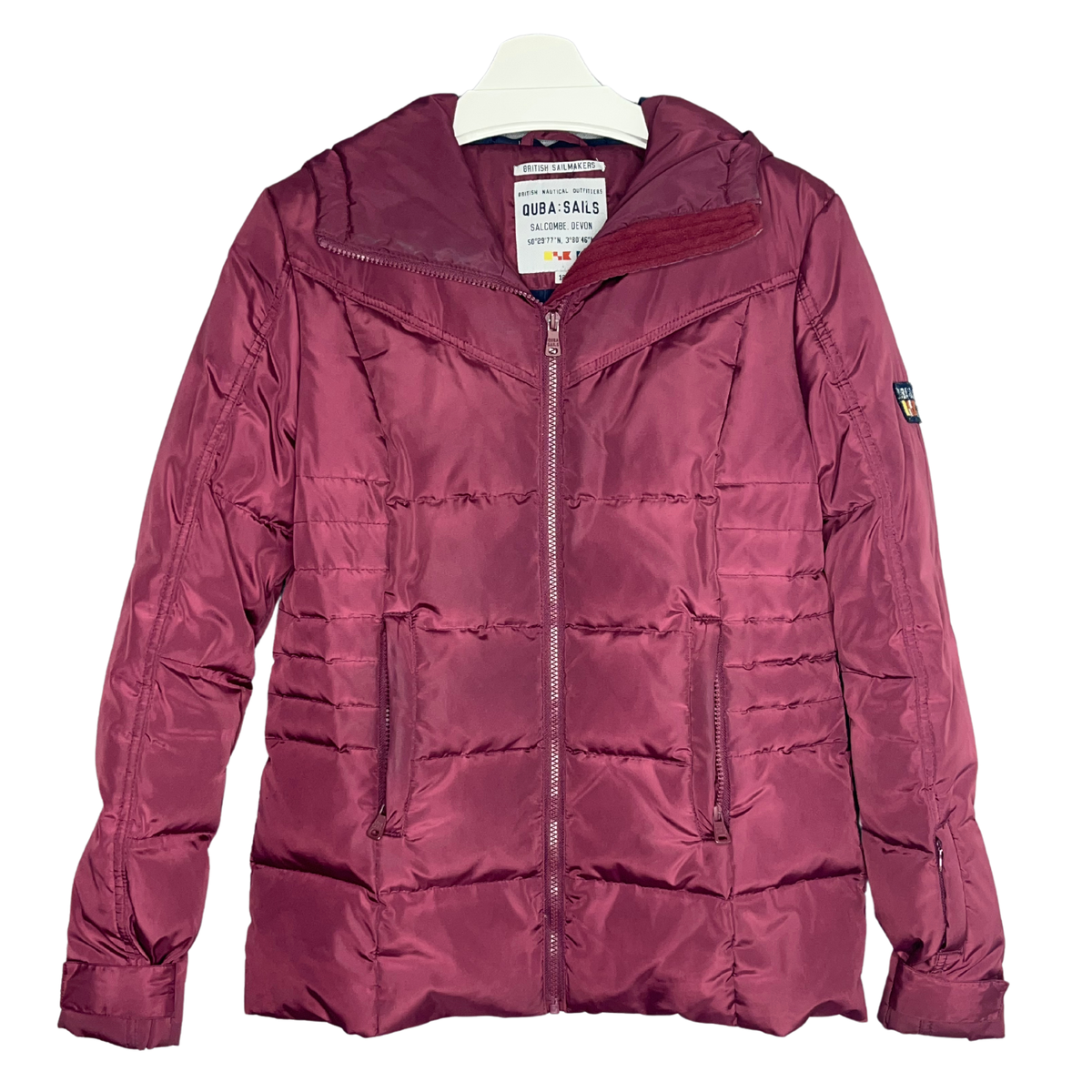 Quba Sails Down Filled Puffer Coat Jacket UK12 Red Zip Up Hooded