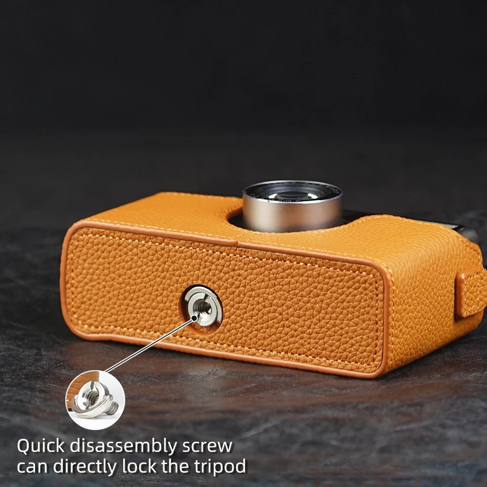 Capa bolsa meia câmera couro genuíno real para Leica Minilux Summarit 40mm - Imagem 4 de 4