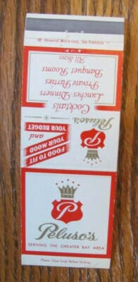 SAN FRANCISCO & OAKLAND CALIFORNIA MATCHBOOK COVER: PELUSO'S EMPTY MATCHCOVER -E
