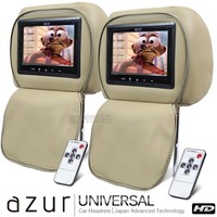Pair Azur 7 Headrest Monitor Beige Leather Hd Screen Car Dvd Screen (japan) Pair Azur 7 Headrest Monitor Beige Leather Hd Screen Car Dvd Screen (japan)