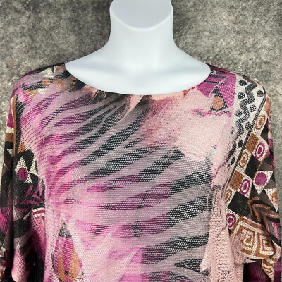 Gigi Moda Sweater Women One Size Art to Wear Emy Batwing Zebra Mesh Made Italy