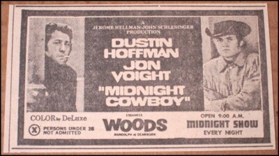 1969 Midnight Cowboy Print Ad Clipping 3.5''x2'' Dustin Hoffman Jon Voight Pocket