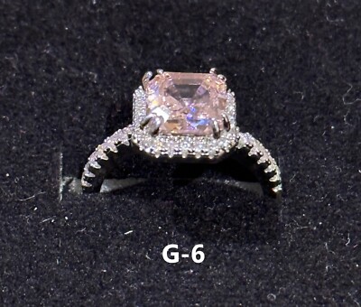 Rhodium Plated Copper Ring with Cubic Zirconia, 13mm Charm, Size