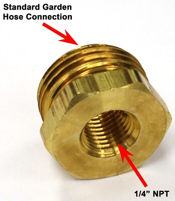 3/4'' Male Garden Hose GHT to 1/4'' Female NPT Adapter Brass Winterize Power Wash