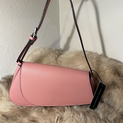 NWT French Connection Alva Pebbled Angled Shoulder Bag - Pink Blossom