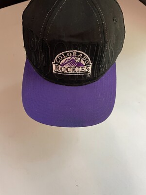 Vintage Starter Colorado Rockies SnapBack Hat Mens Black Purple
