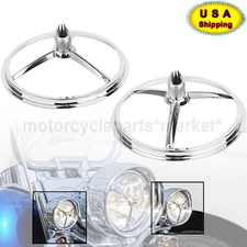 Chrome 4-1/2 Inch Bullet Style Spotlamp Trim Fit For Harley Dyna Fat Boy Softail