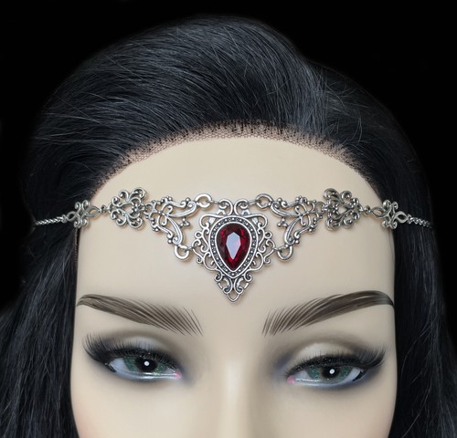 Gothic Victorian Medieval Bridal Wedding Silver Headpiece Circlet Crown Jewelry - Picture 4 of 34