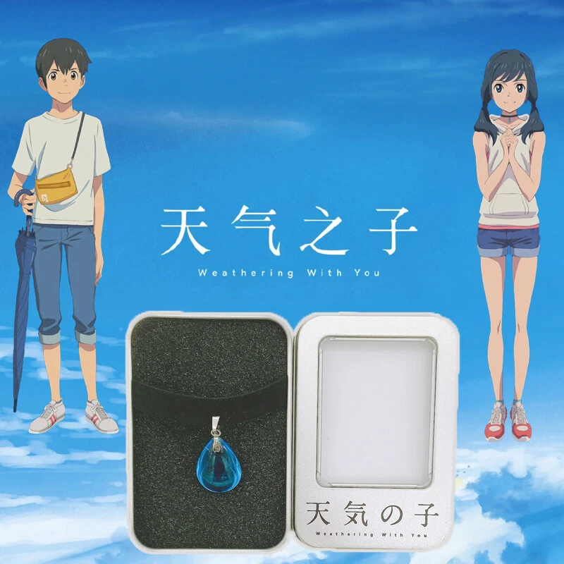 Weathering With You Anime Raindrop Faux Crystal Pendant Velvet Chain Necklace - Image 4 of 4