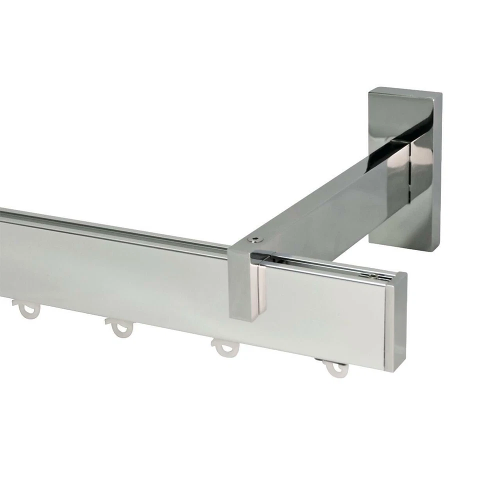 Bastone Per Tende Piatto Moderno, Asta Scorritenda, Binario in Alluminio 40 x 10 - Immagine 3 di 4